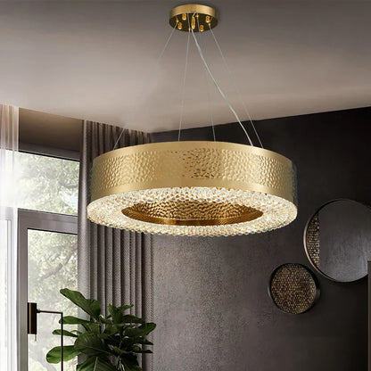 Alleri Hammered Gold & Crystal Chandelier