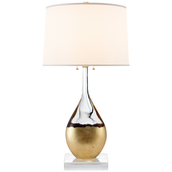 Table Lamp, 2-Light, Crystal, Silk Shade, 30"H (SK 3905CG-S 2MZHV)