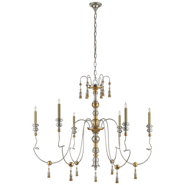 Chandelier, 6-Light, French Gild Silver, Gold, 43"W (SK 5004FG 2V0WW)