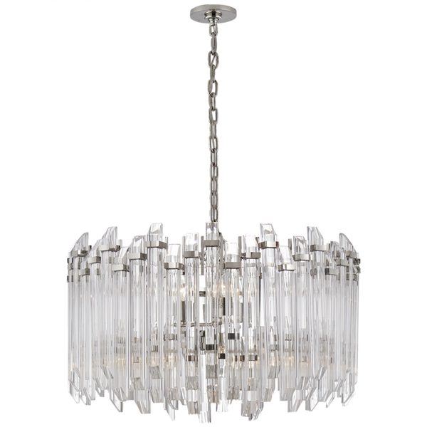 Chandelier, 4-Light, Polished Nickel, Clear Acrylic, 28.25"W (SK 5421PN-CA 2V5QD)