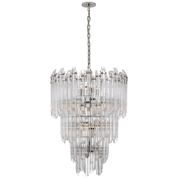 Chandelier, 12-Light, Polished Nickel, Clear Acrylic, 24"W (SK 5423PN-CA 2V5QF)