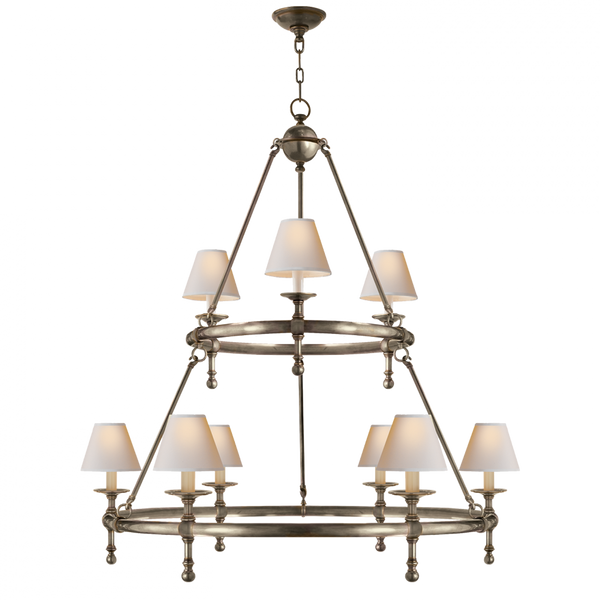 Chandelier, 9-Light, Antique Nickel, 45"W (SL 5813AN-NP 28YRF)