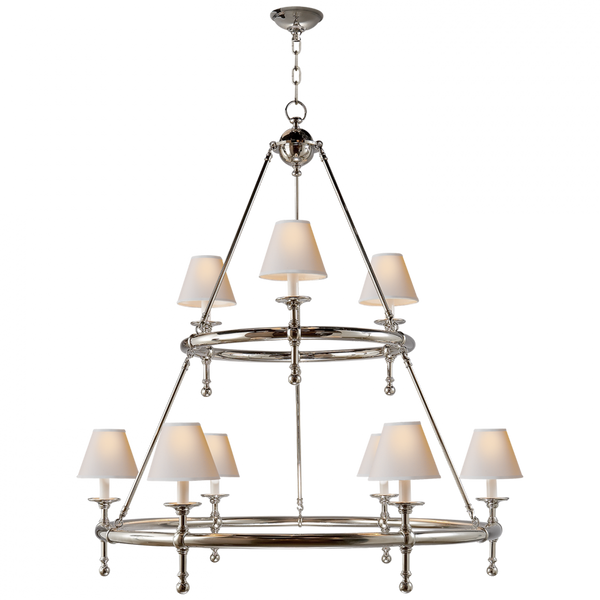 Ring Chandelier, 9-Light, Polished Nickel, 45"W (SL 5813PN-NP 28YRJ)