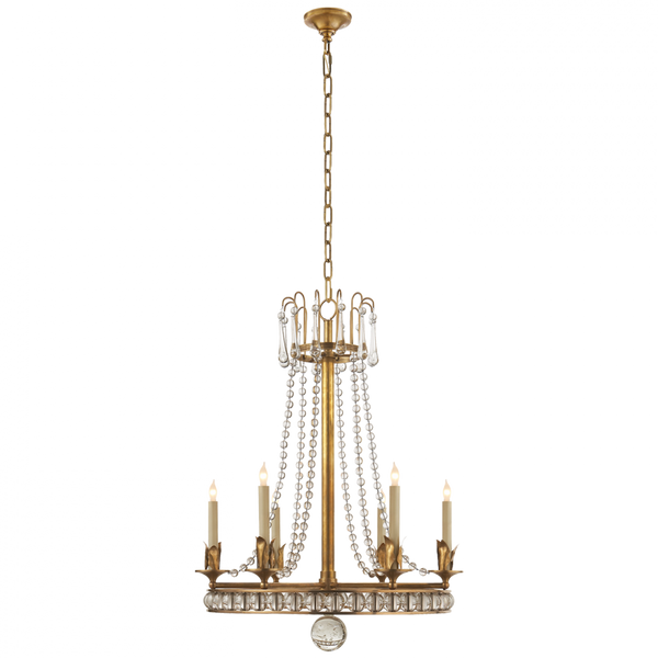 Chandelier, 6-Light, Hand-Rubbed Antique Brass, 22"W (SN 5107HAB 2G13D)