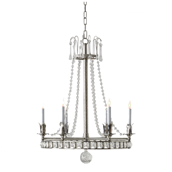 Chandelier, 6-Light, Polished Nickel, 22"W (SN 5107PN 2K1PK)