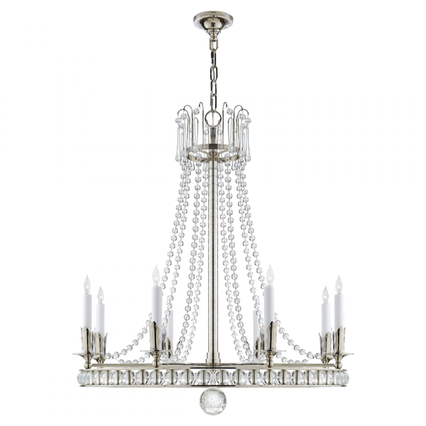 Chandelier, 8-Light, Polished Nickel, 31"W (SN 5108PN 2N4D2)