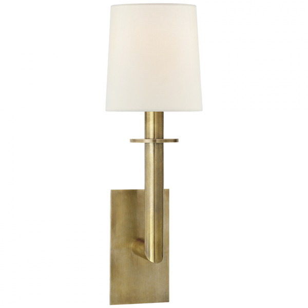 Sconce, 1-Light, Hand-Rubbed Antique Brass, Linen Shade, 23.75"H (SP 2017HAB-L D30HH)