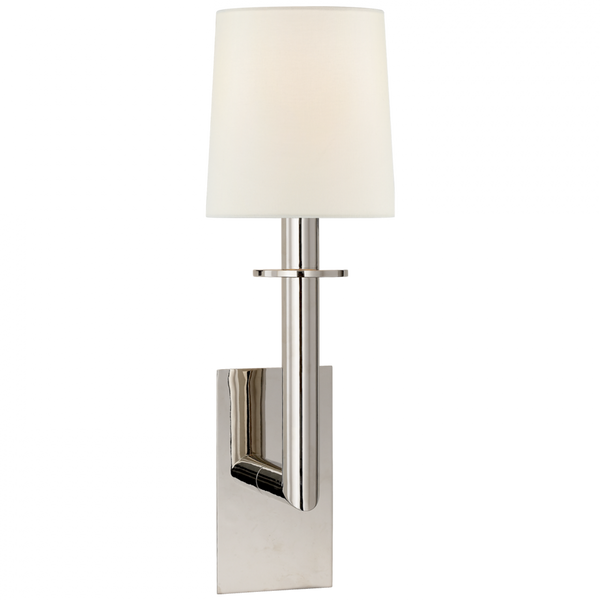 Sconce, 1-Light, Polished Nickel, Linen Shade, 23.75"H (SP 2017PN-L D06PU)