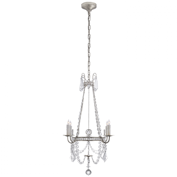 Chandelier, 4-Light, Burnished Silver Leaf, 24"W (SP 5030BSL-CG 2V4QW)