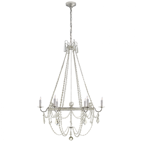 Chandelier, 6-Light, Burnished Silver Leaf, 36"W (SP 5031BSL-CG 2V4QY)