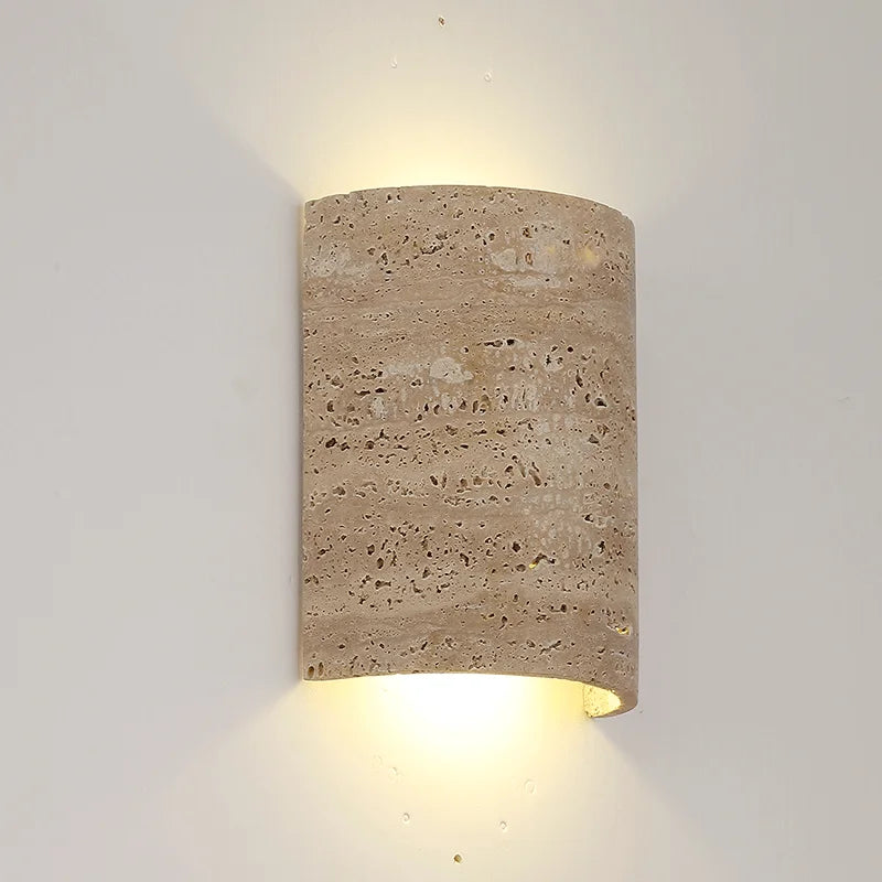 Natural Travertine Art Deco Wall Lamp