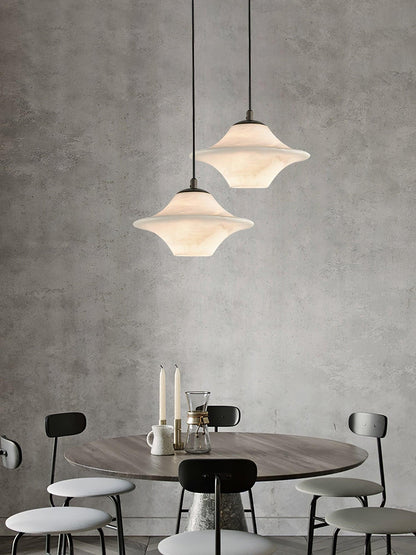 Saucer Alabaster Droplight Pendant Light