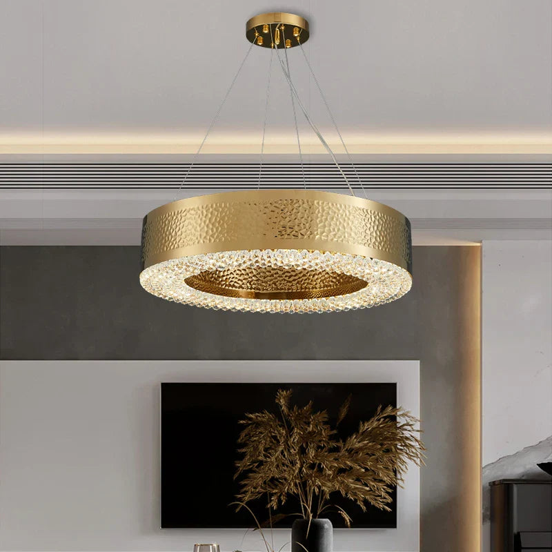 Alleri Hammered Gold & Crystal Chandelier