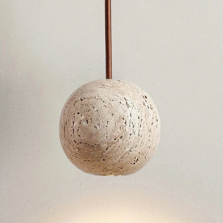 Travertine Ball Pendant Light Fixture