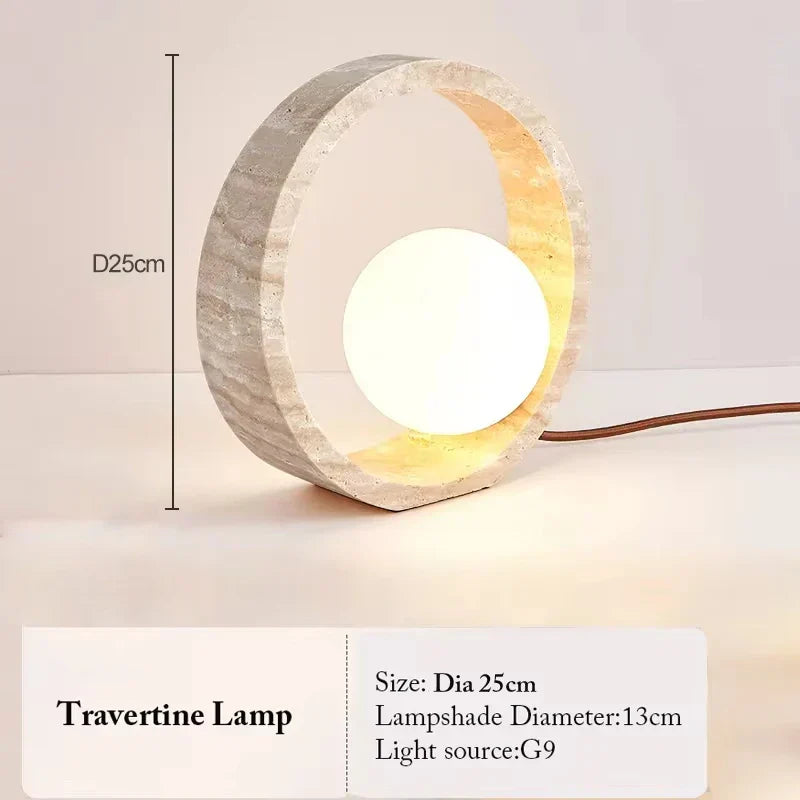 Modern Travertine LED Table Lamp