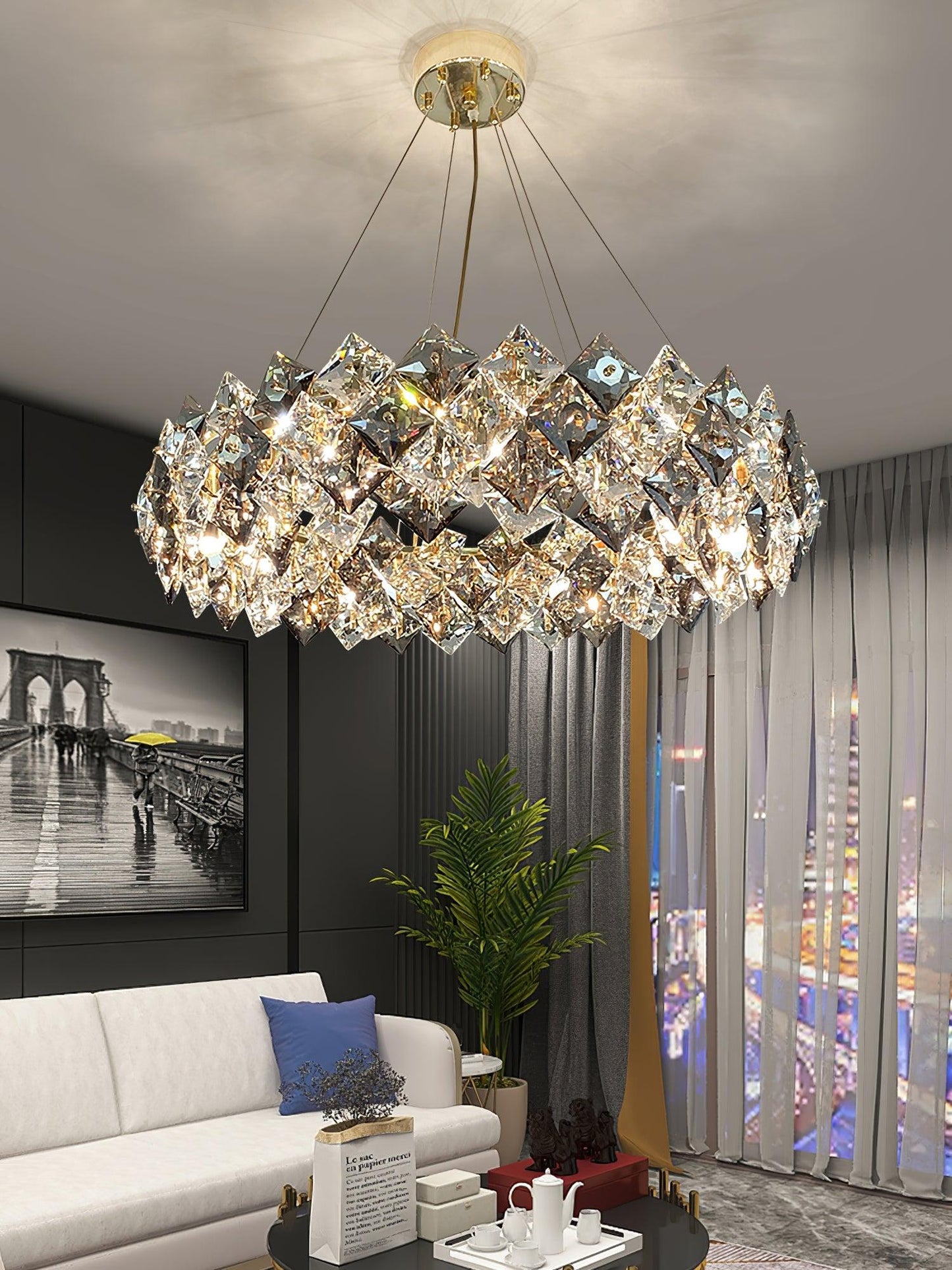 Scale Crystal Round Gasolier Chandelier