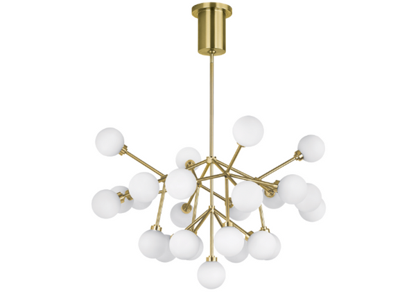 Chandelier, 25-Light, 2-Tier, LED, Aged Brass, Glass, 29"W (700MRAWR-LED927 70E7EVR)