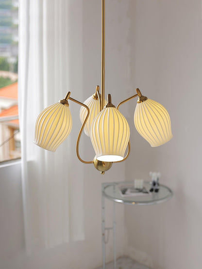 Ceramic Ribbed Gasolier Chandelier