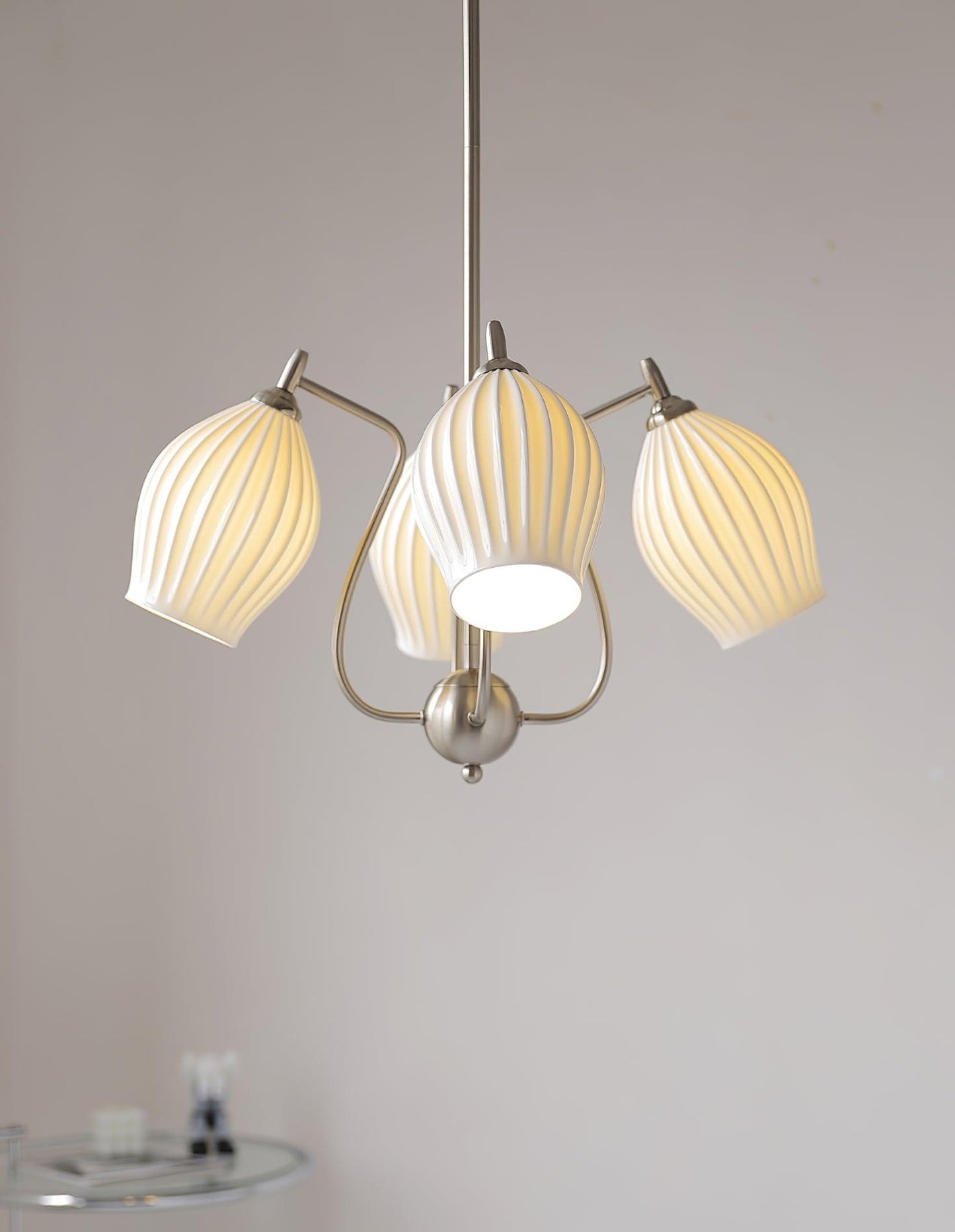 Ceramic Ribbed Gasolier Chandelier