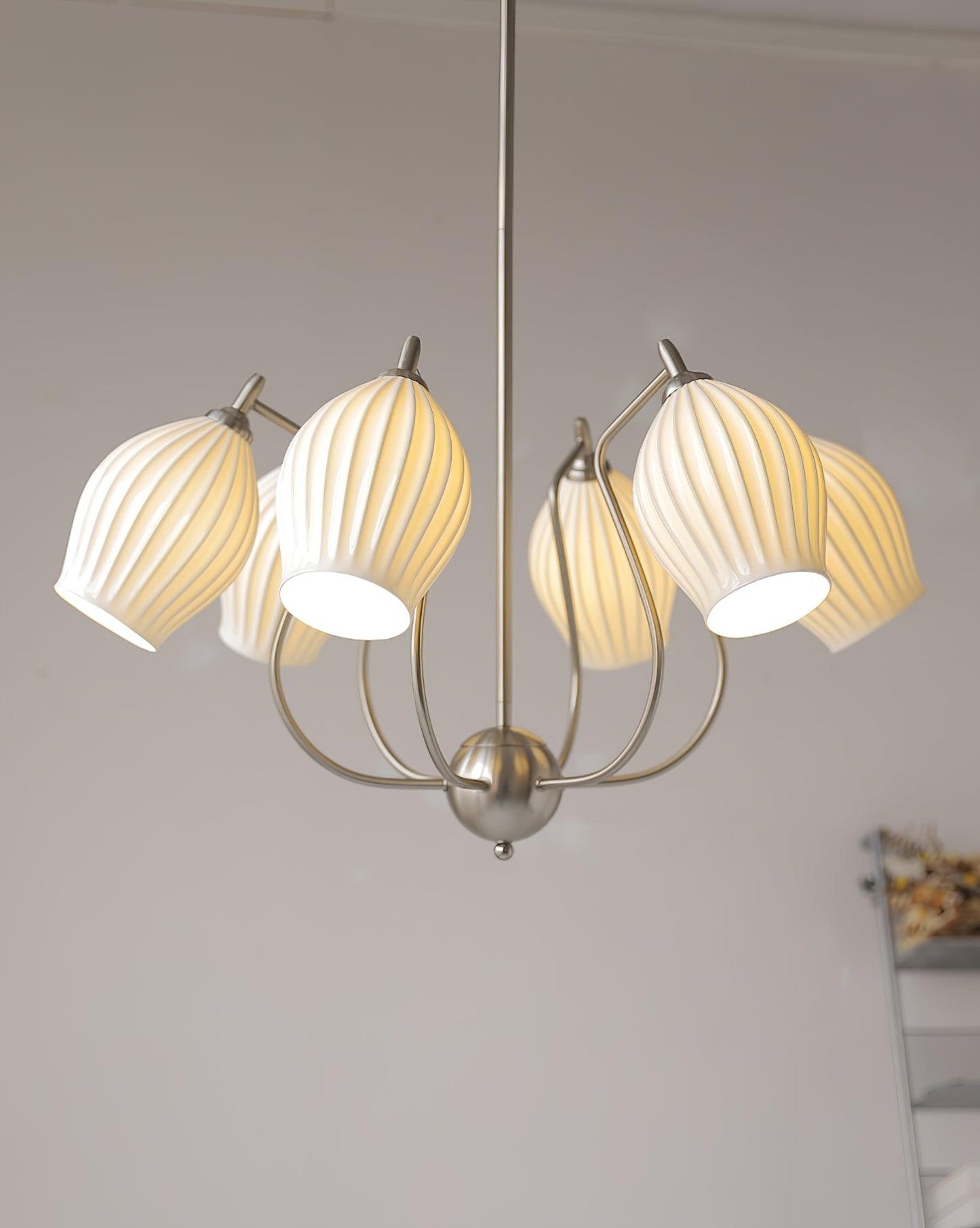 Ceramic Ribbed Gasolier Chandelier