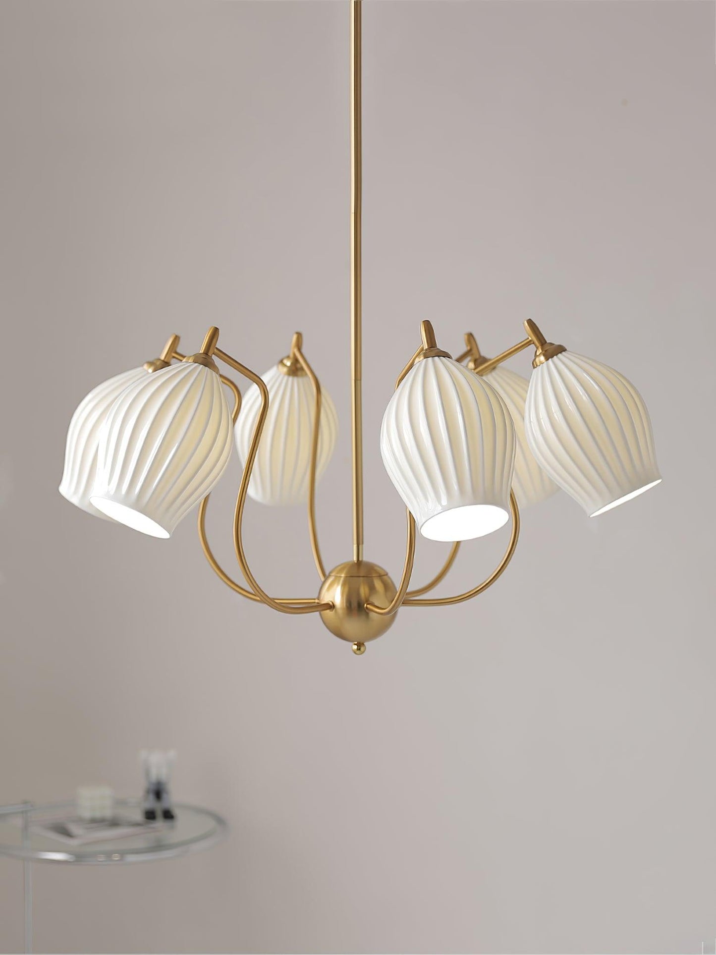 Ceramic Ribbed Gasolier Chandelier