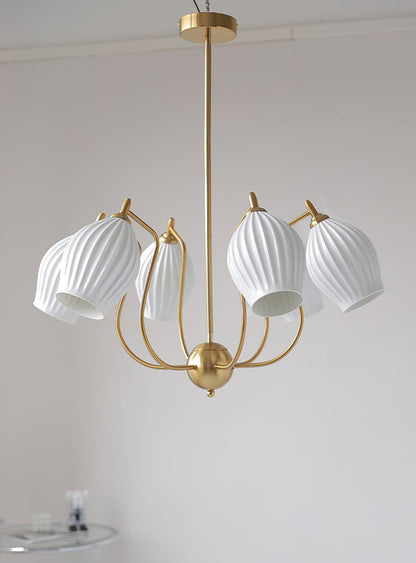 Ceramic Ribbed Gasolier Chandelier