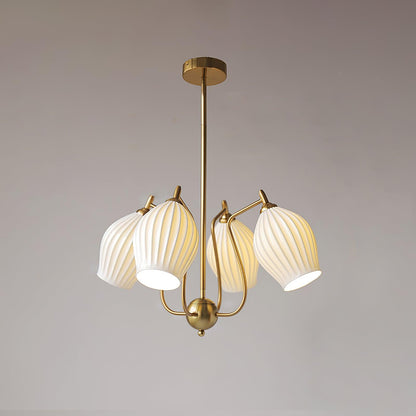 Ceramic Ribbed Gasolier Chandelier