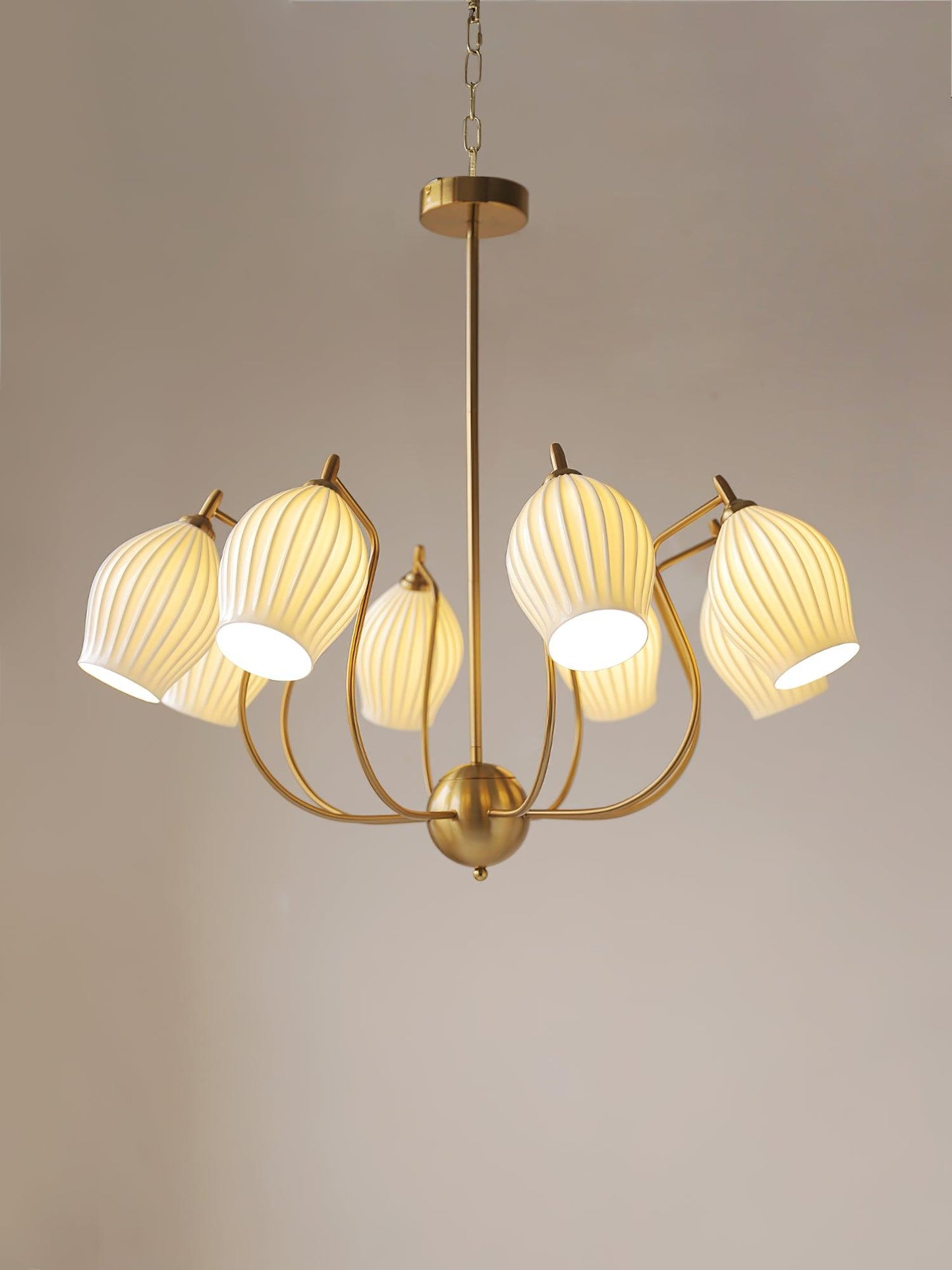 Ceramic Ribbed Gasolier Chandelier