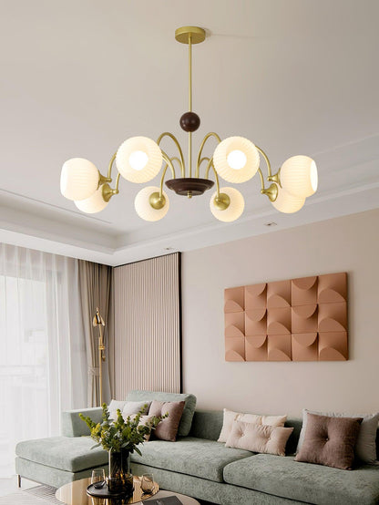 Sculptural Glass Ribbed Pendant light Chandelier