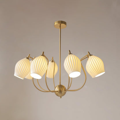 Ceramic Ribbed Gasolier Chandelier