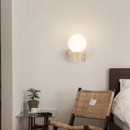 Modern LED Travertine Wall Sconce