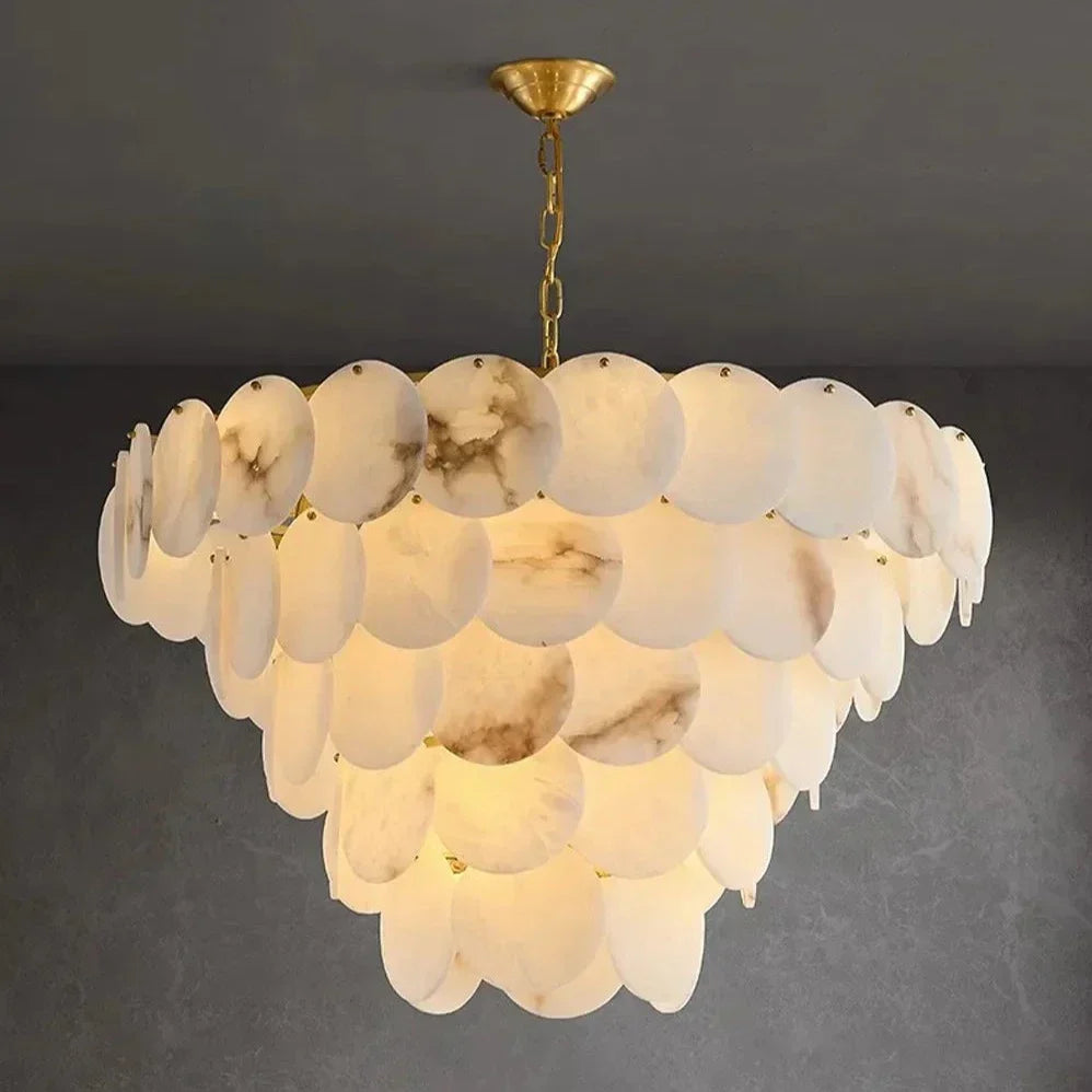 Multi-Layer Natural Marble Modern Chandelier