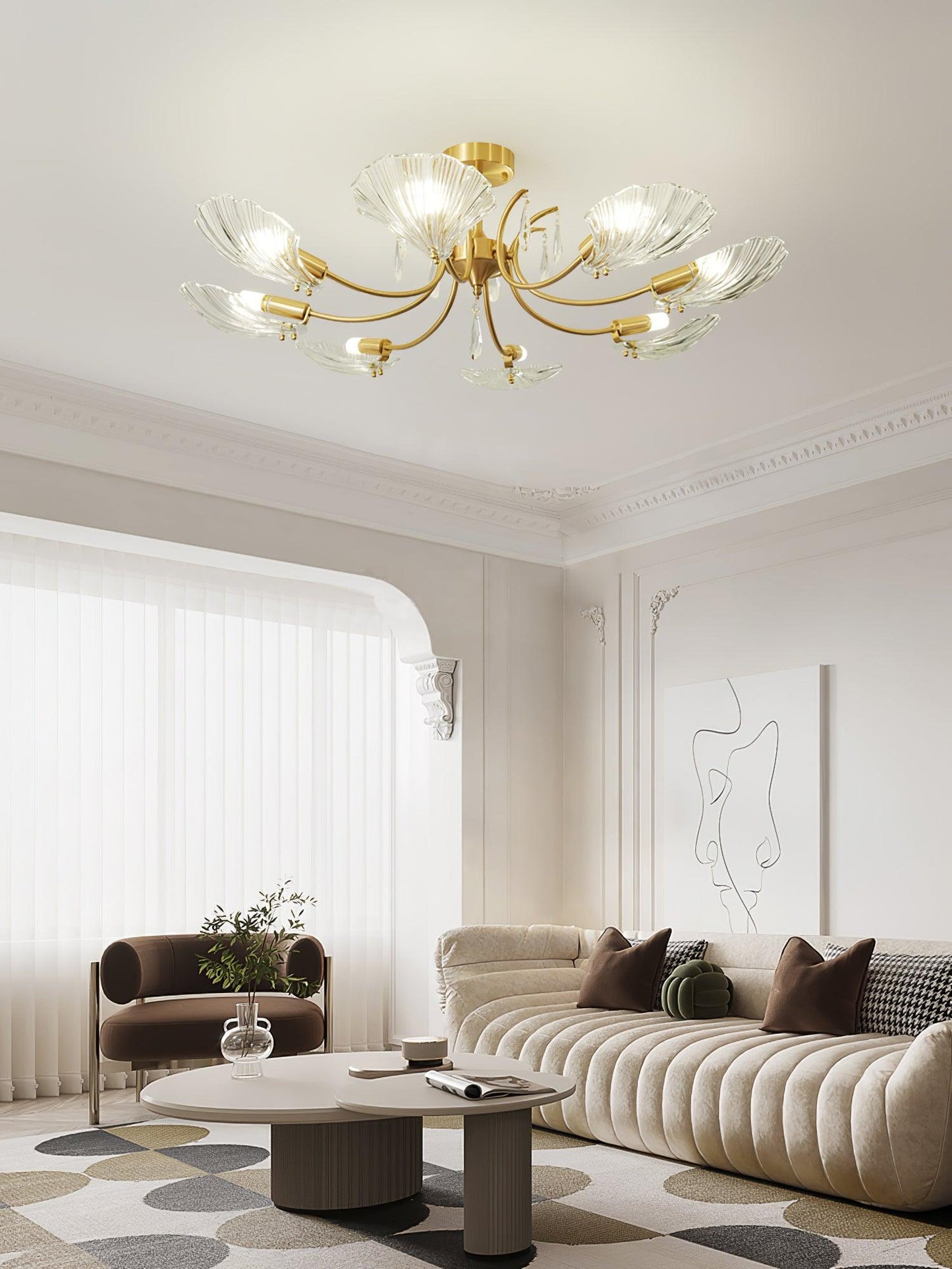 Shell Brass Overhead light Ceiling Lamp