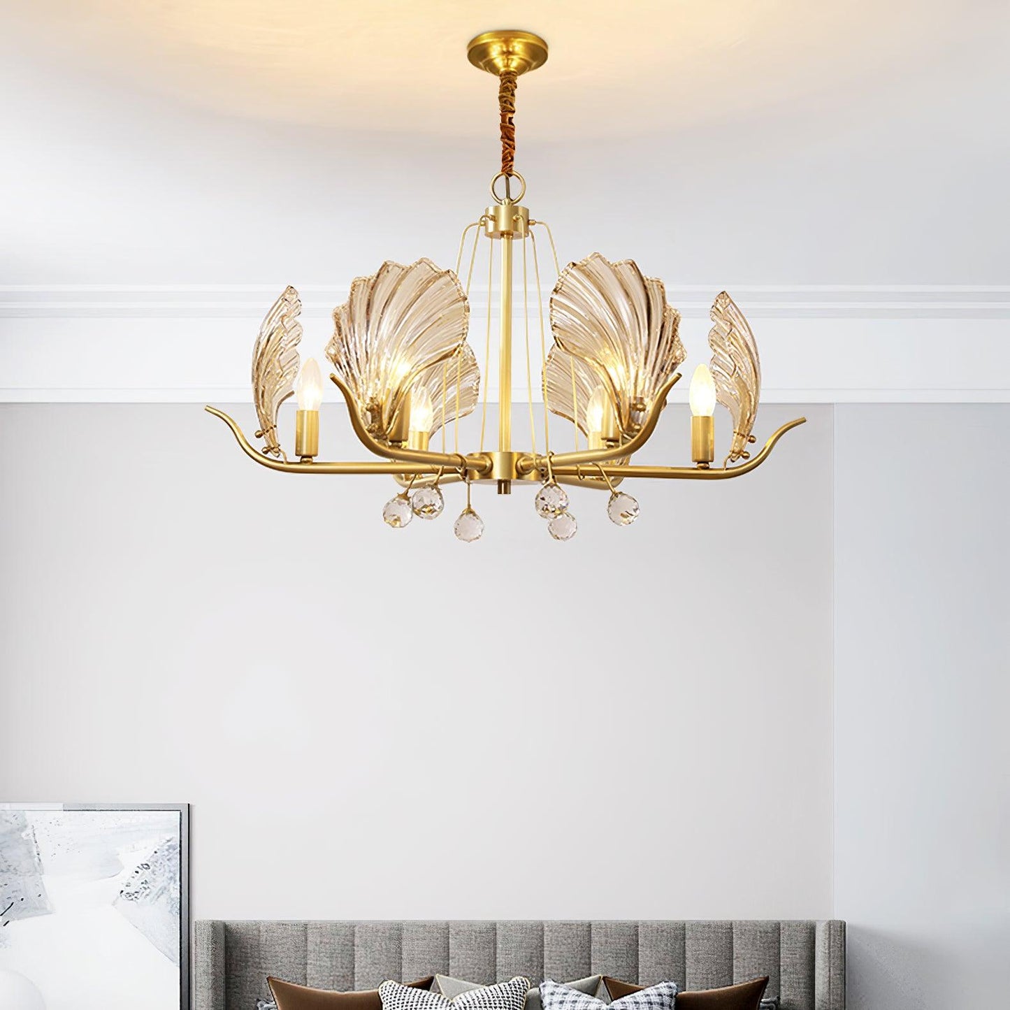 Shell Crystal Gasolier Chandelier