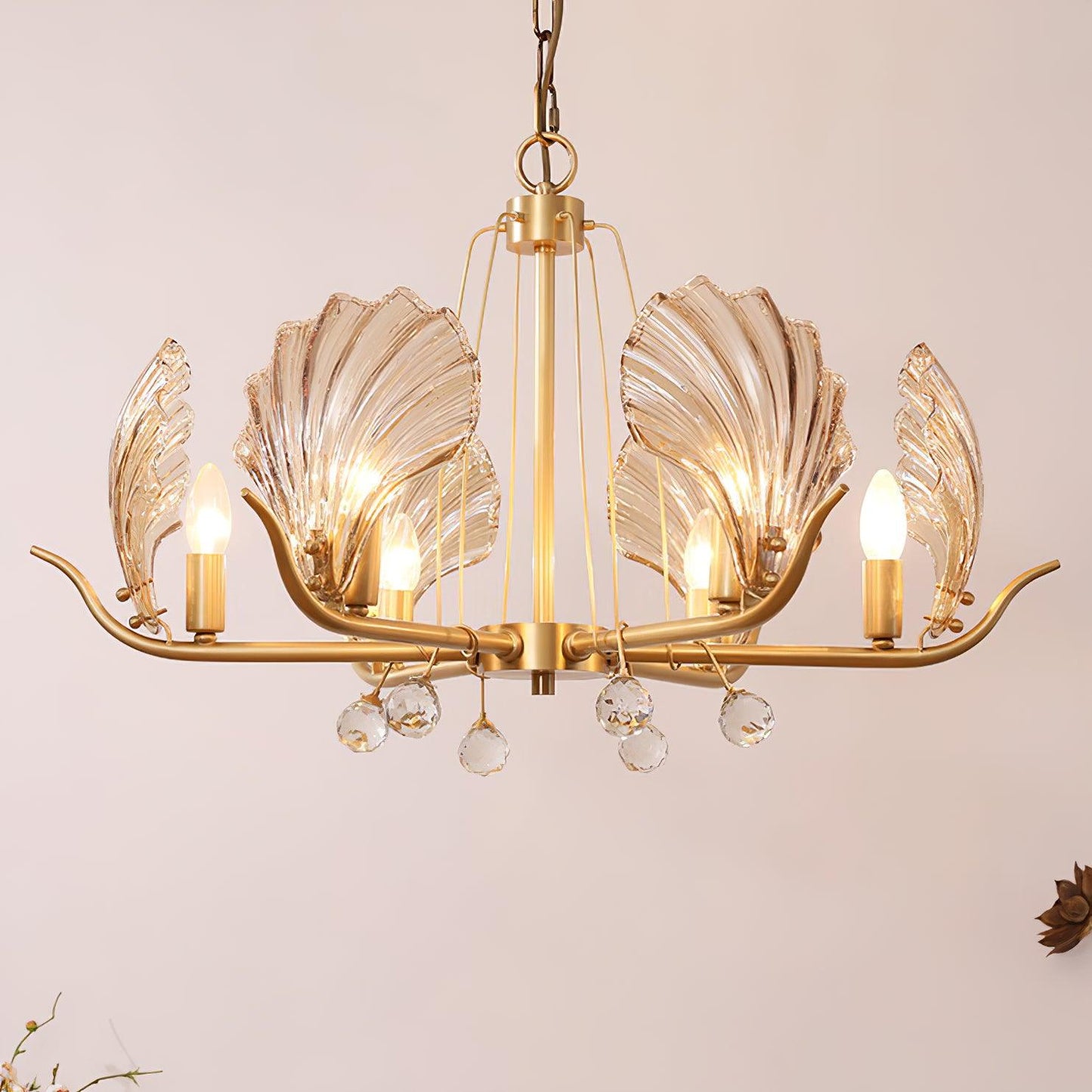 Shell Crystal Gasolier Chandelier