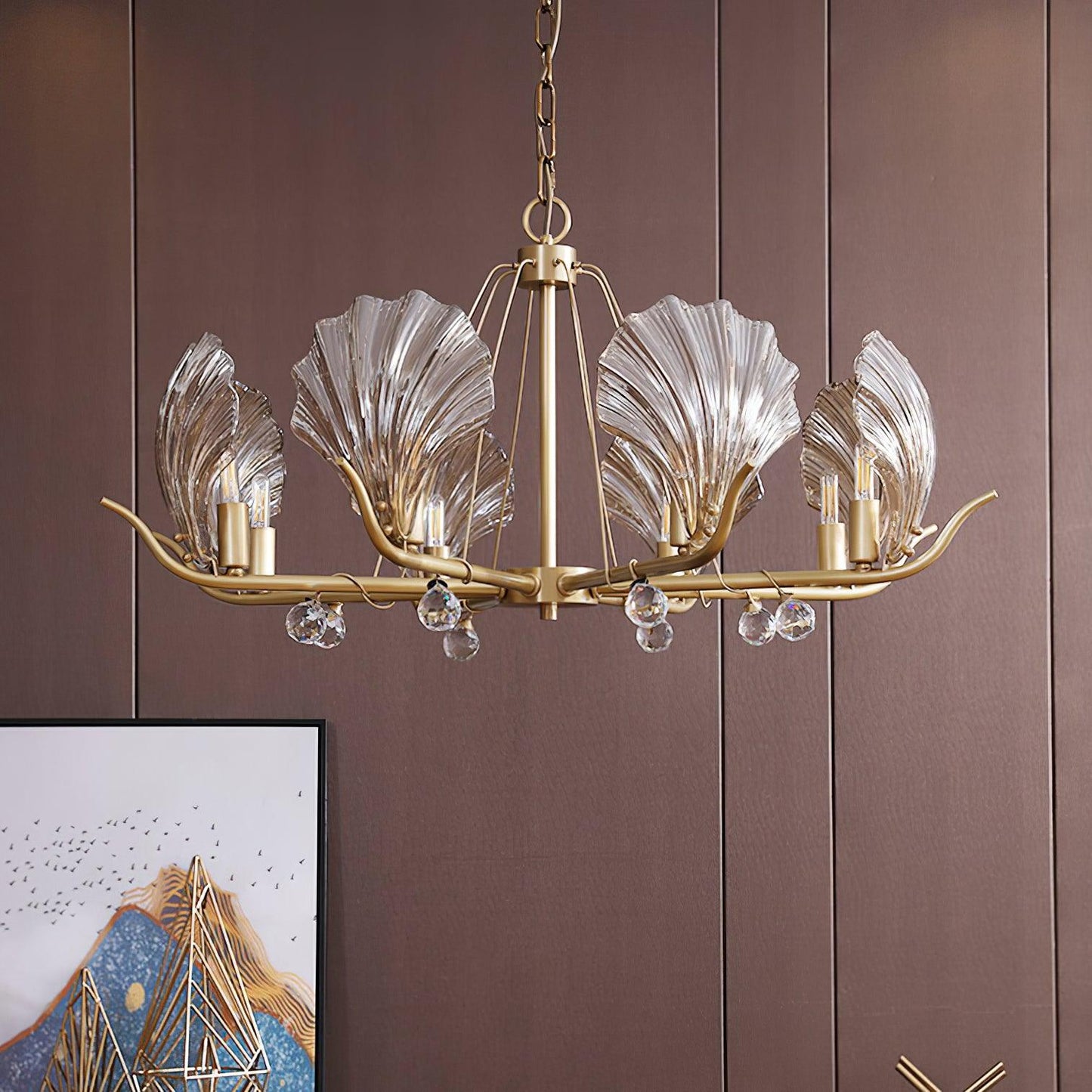 Shell Crystal Gasolier Chandelier