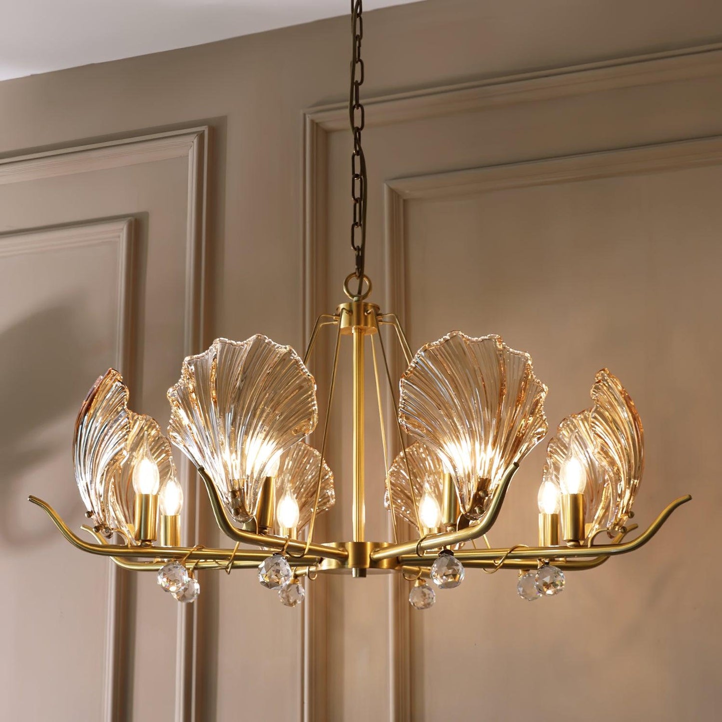 Shell Crystal Gasolier Chandelier