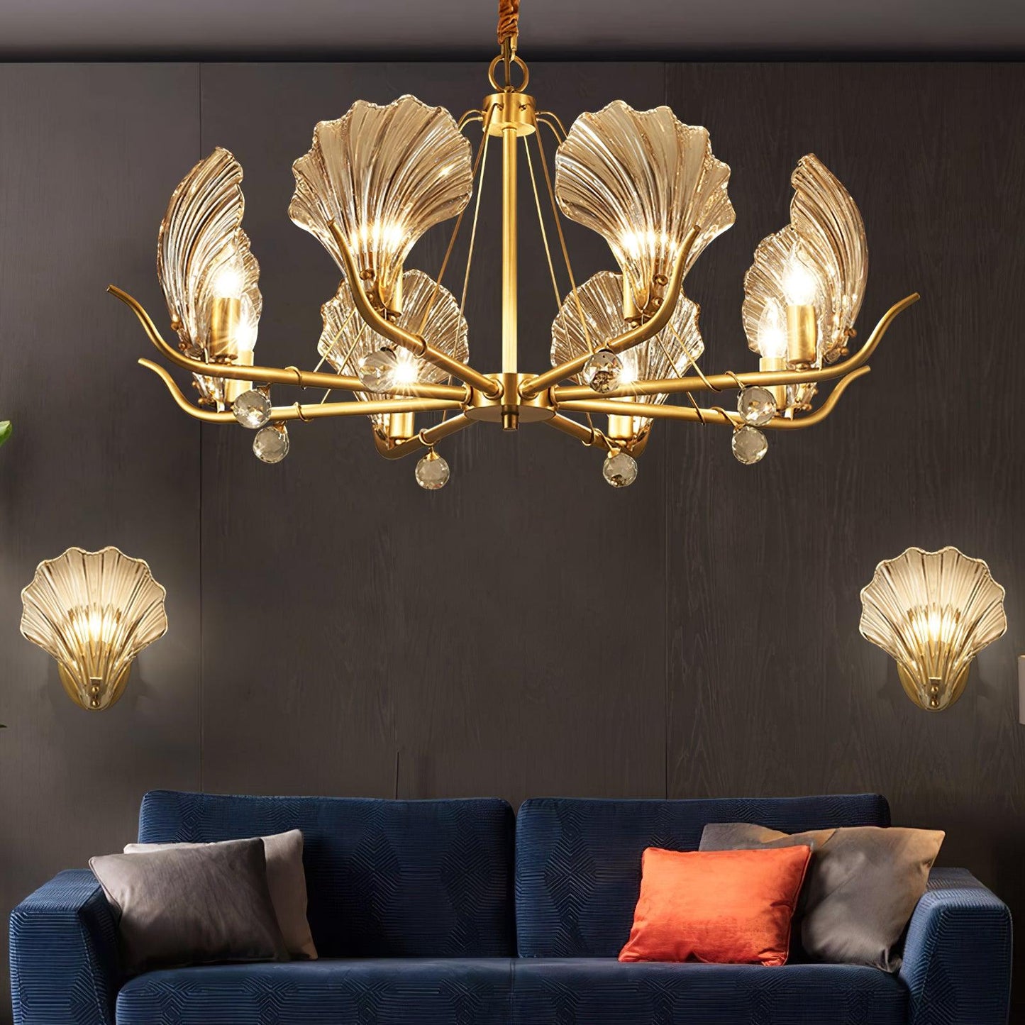 Shell Crystal Gasolier Chandelier