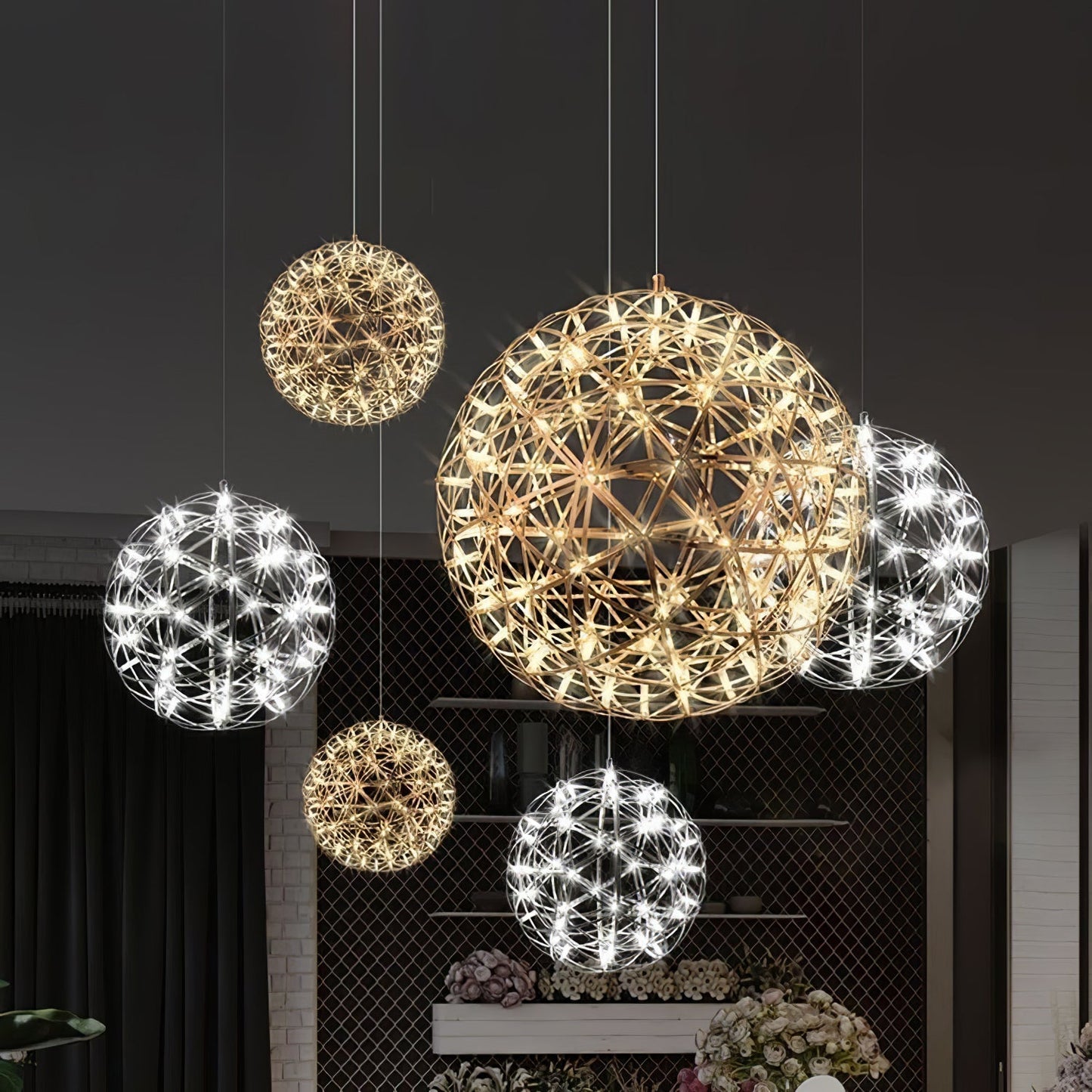 Gold Spark Ball Droplight Pendant Light