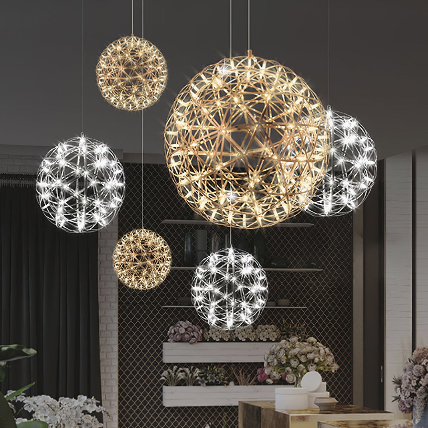 Gold Spark Ball Droplight Pendant Light