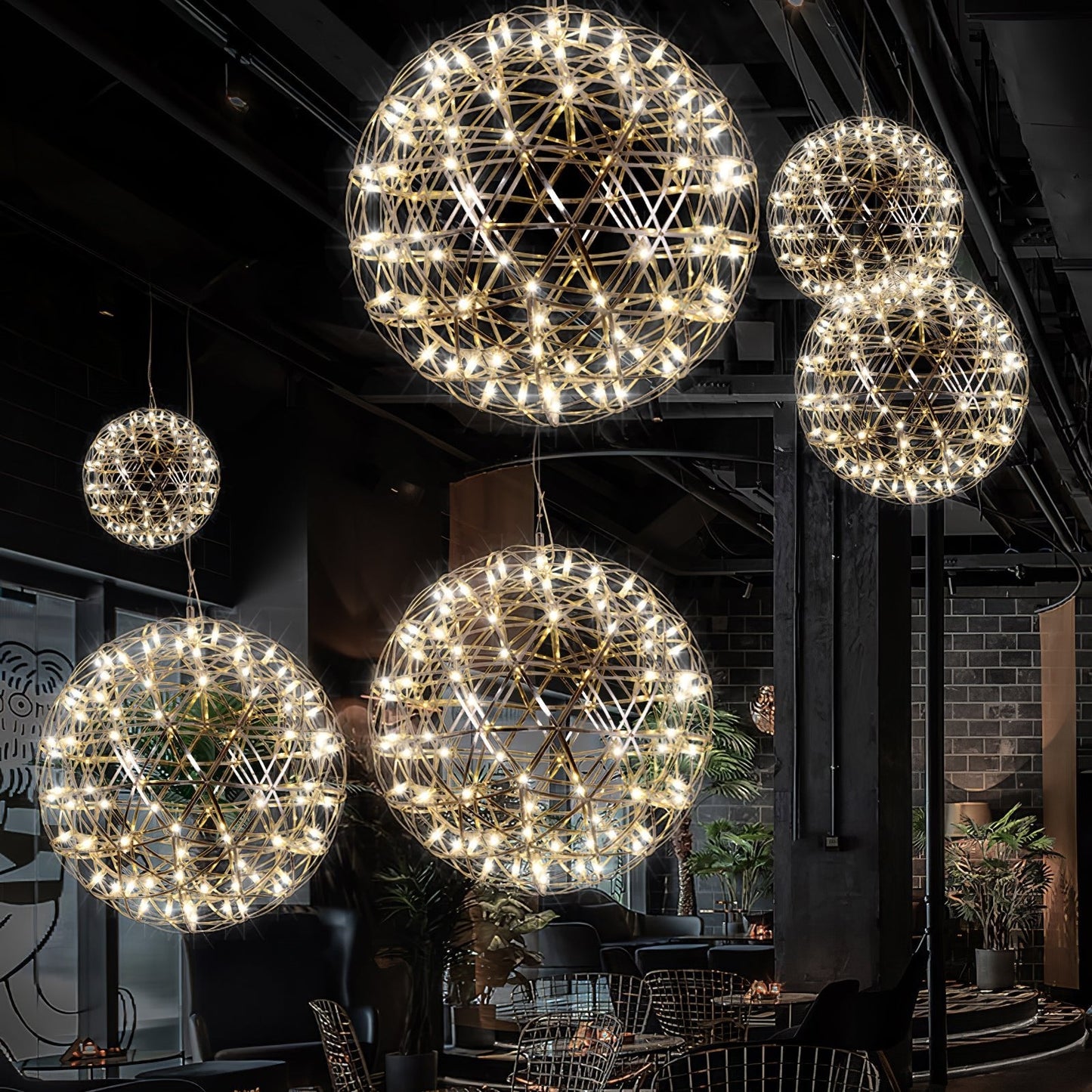 Gold Spark Ball Droplight Pendant Light