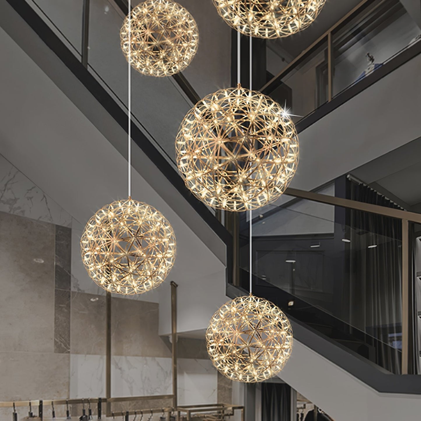 Gold Spark Ball Droplight Pendant Light