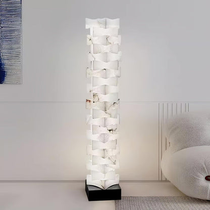 Stacked Alabaster Squares Tall Lamp Floor Lamp