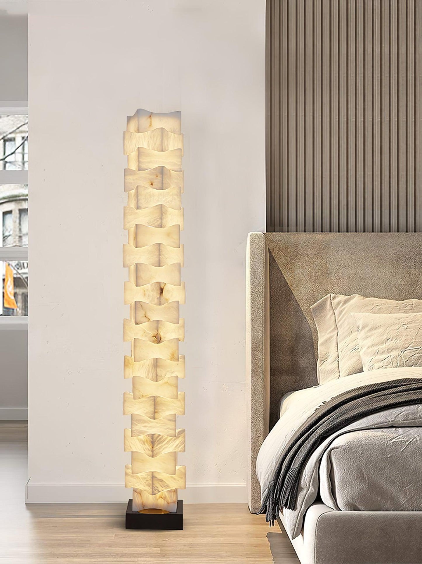 Stacked Alabaster Squares Tall Lamp Floor Lamp