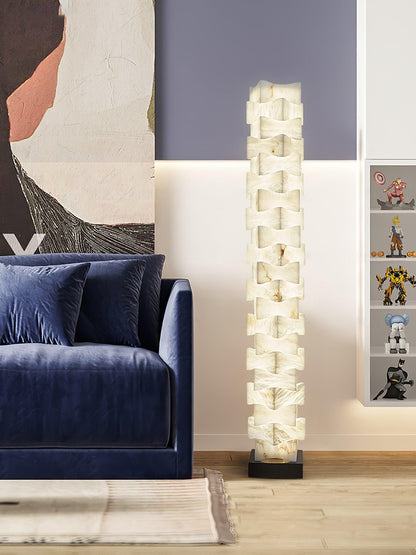 Stacked Alabaster Squares Tall Lamp Floor Lamp