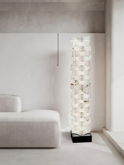 Stacked Alabaster Squares Tall Lamp Floor Lamp