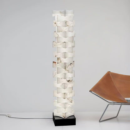 Stacked Alabaster Squares Tall Lamp Floor Lamp