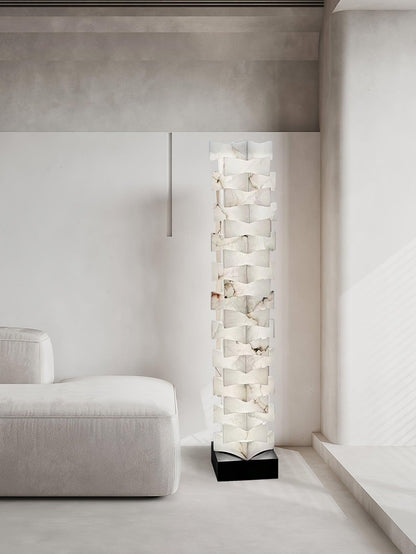 Stacked Alabaster Squares Tall Lamp Floor Lamp