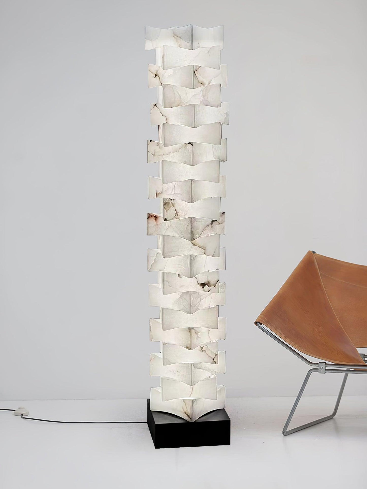 Stacked Alabaster Squares Tall Lamp Floor Lamp