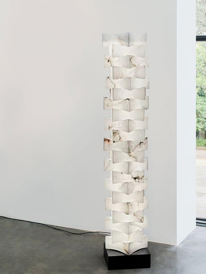 Stacked Alabaster Squares Tall Lamp Floor Lamp